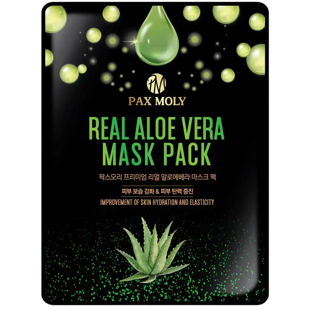 PaxMoly, Real Aloe Vera, Firmness, Elasticity, Hydration, Sheet Mask, For Face, 25 ml