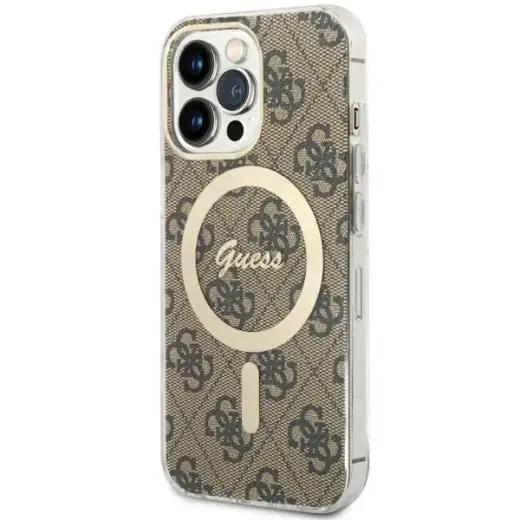 Guess GUHMP13LH4STW iPhone 13 Pro | 13 6.1" brązowy|brown hardcase 4G MagSafe