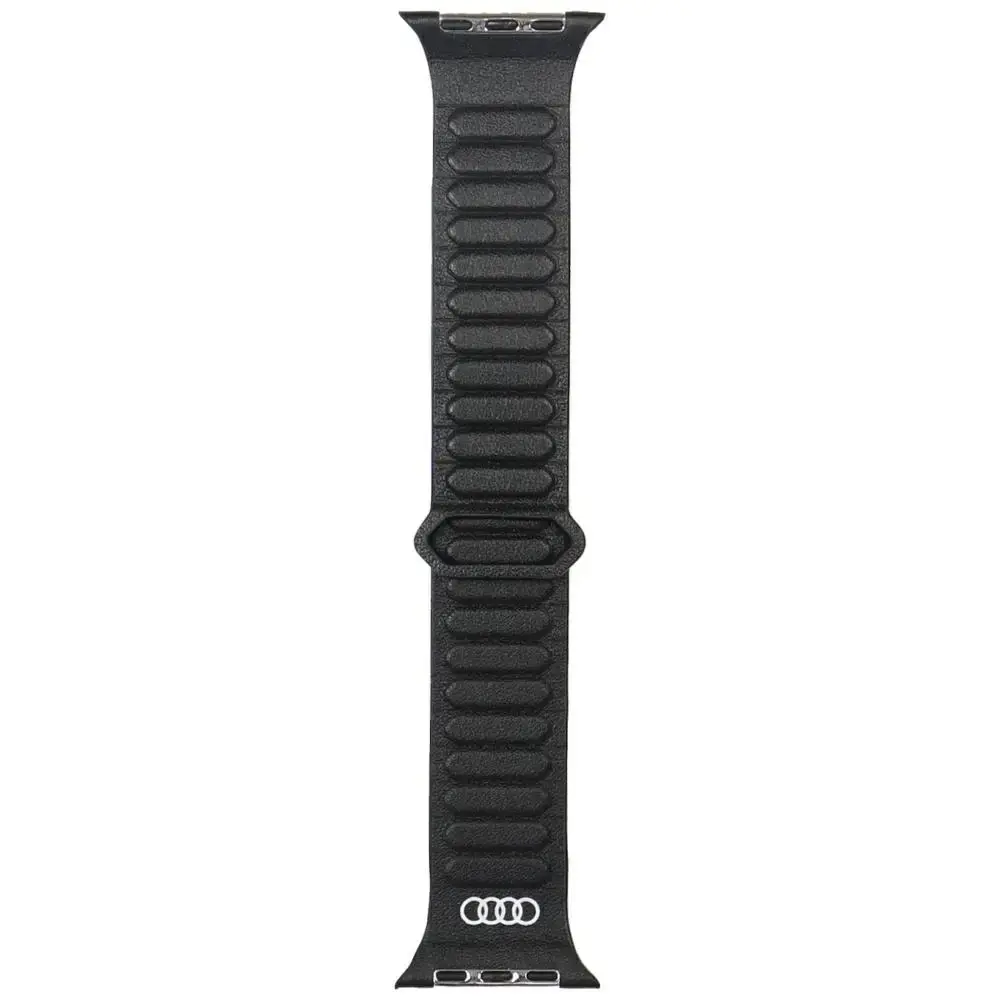 Audi Logo Genuine Leather Magnetic Ring Strap for Apple Watch 44 | 45 | 46 | 49 mm - Black
