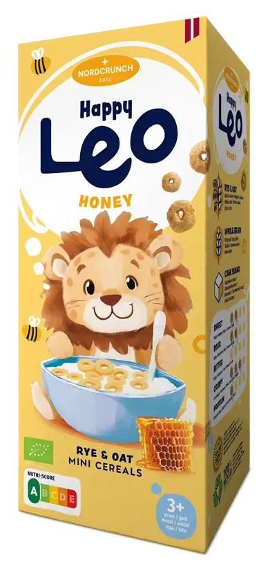 Happy Leo rudzu un auzu pārslas ar medu, Organic, 150g