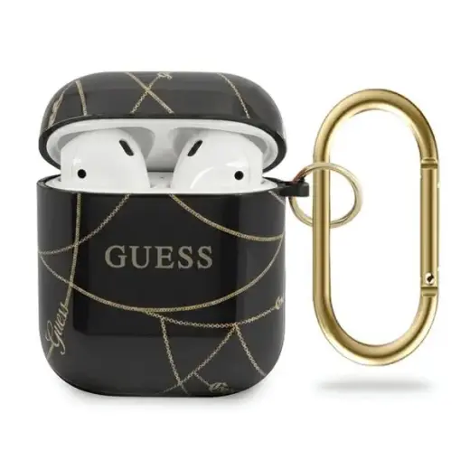 Guess GUACA2TPUCHBK AirPods cover czarny|black Gold Chain Collection