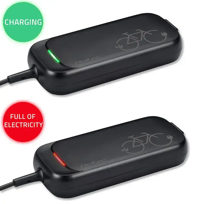 Qoltec 50334 ātrais lādētājs e-velosipēdam, elektriskajam skrejritenim XIAOMI 36V | 42V | 2A | 8.0*8.0mm | ūdensizturīgs + strāvas kabelis