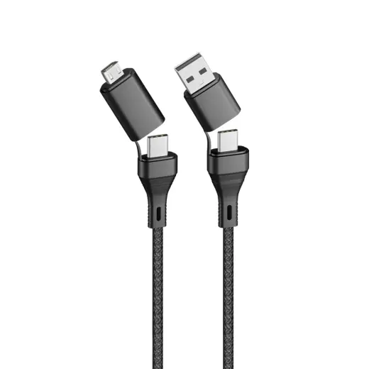 Forever CORE 4-in-1 провод для передачи данных и зарядки | USB-A на USB-C, Micro USB | 15W | 1.2m | черный