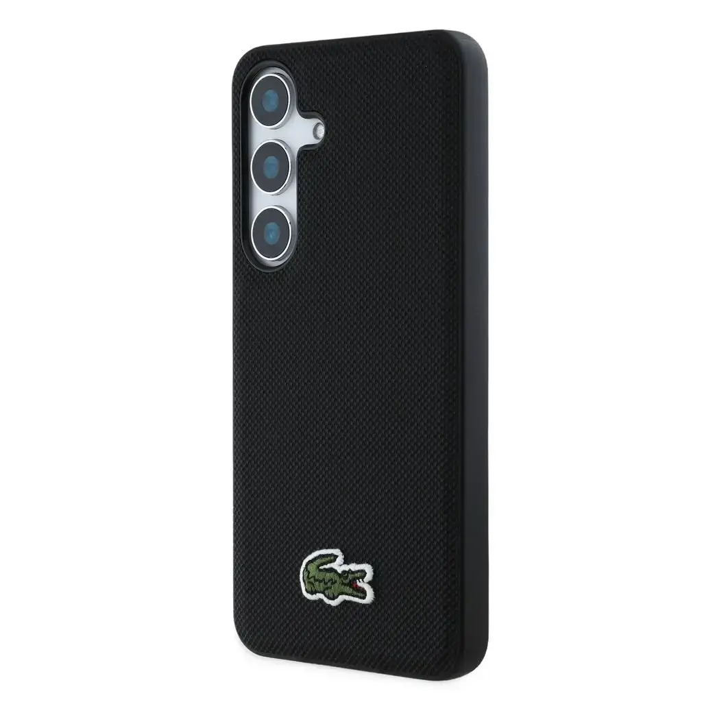 Lacoste Iconic Petit Pique Woven Logo MagSafe Case for Samsung Galaxy S25 Black