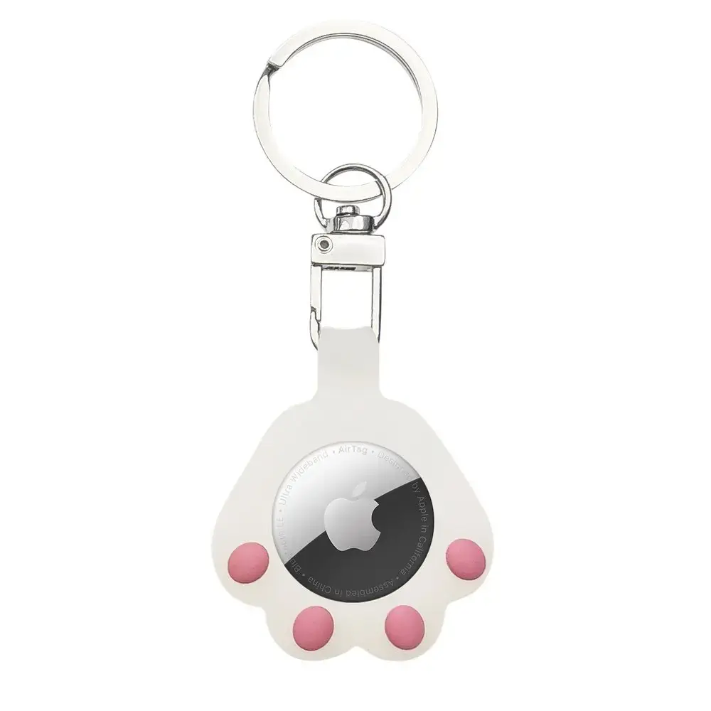 Fusion Cat Paw keychain for Apple AirTag with key ring white