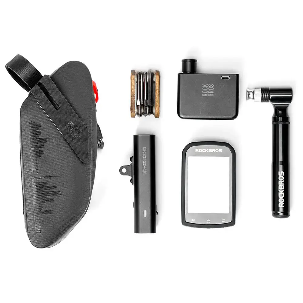 Torba rowerowa Rockbros AS-078-1 podsiodłowa z inteligentną lampką tylną 0,8 l - czarna