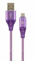 Gembird Premium cotton braided data transfer and charging cable | USB-A to Micro USB | 2m | purple, white