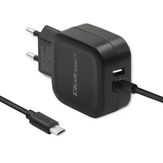 Qoltec Charger travel charger | 17W | USB-A | with Micro USB cable included