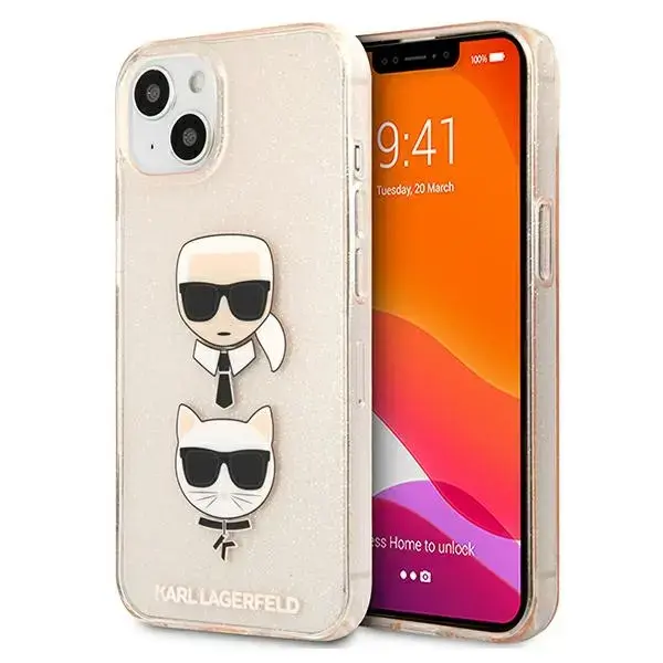 Karl Lagerfeld KLHCP13MKCTUGLGO iPhone 13 6,1" złoty|gold hardcase Glitter Karl`s & Choupette