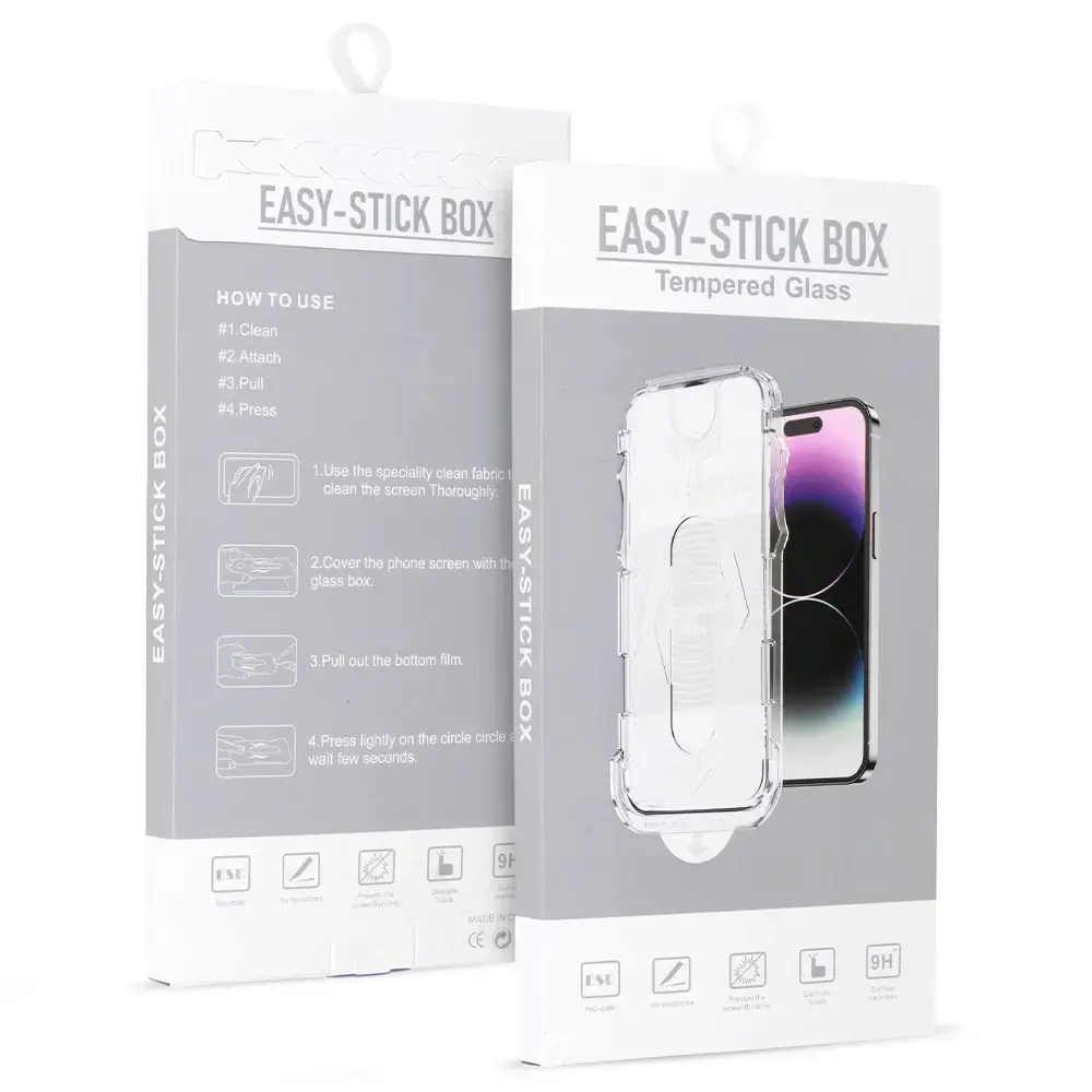 Tempered Glass Full Glue Easy-Stick Box for IPHONE 15 PRO BLACK