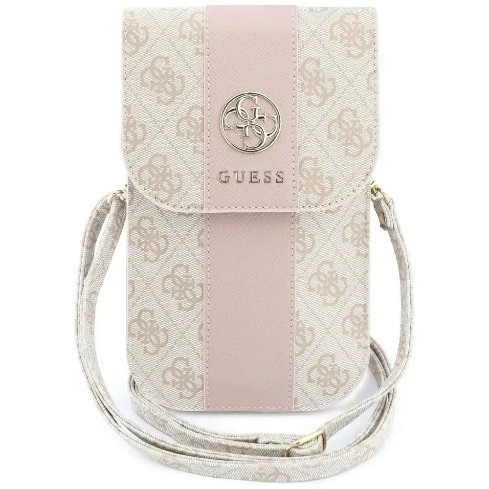 Phone bag Guess 4G & Classic Logos Stripe Strap pink