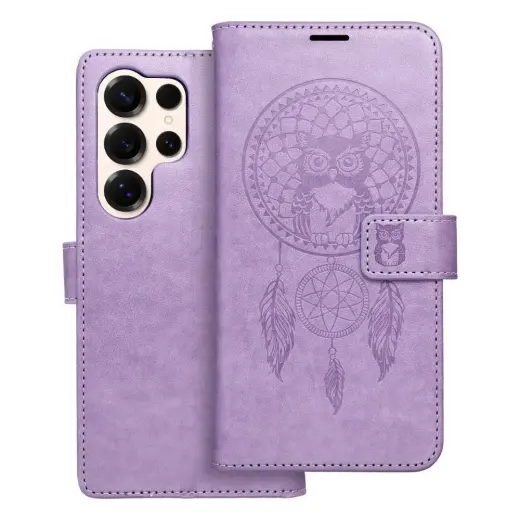MEZZO dreamcatcher knyginio tipo telefono dėklas Samsung Galaxy S25 Ultra (S938) violetinis