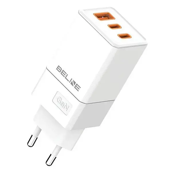 Beline BLN3CW65 tīkla lādētājs | 65W | GaN, PD3.0, QC3.0 | USB-C, USB-A | balts