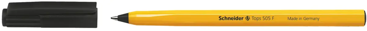 Lodīšu pildspalva SCHNEIDER 505 F 0.7mm, dzeltens korpuss, melna tinte