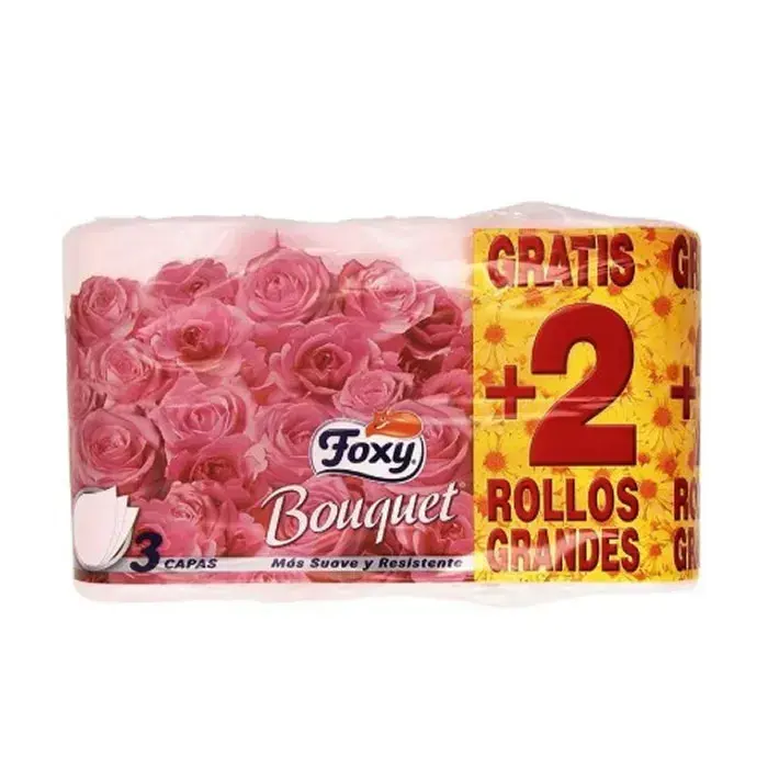 FOXY Bouquet Colored Toilet Paper, 3-Ply, 4 + 2 Rolls