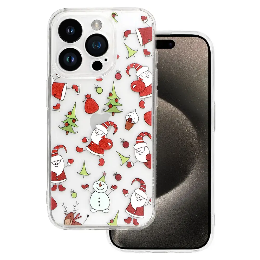 TEL PROTECT Christmas Clear maciņš telefonam iPhone 15 Pro Max caurspīdīgs (dizains 1)