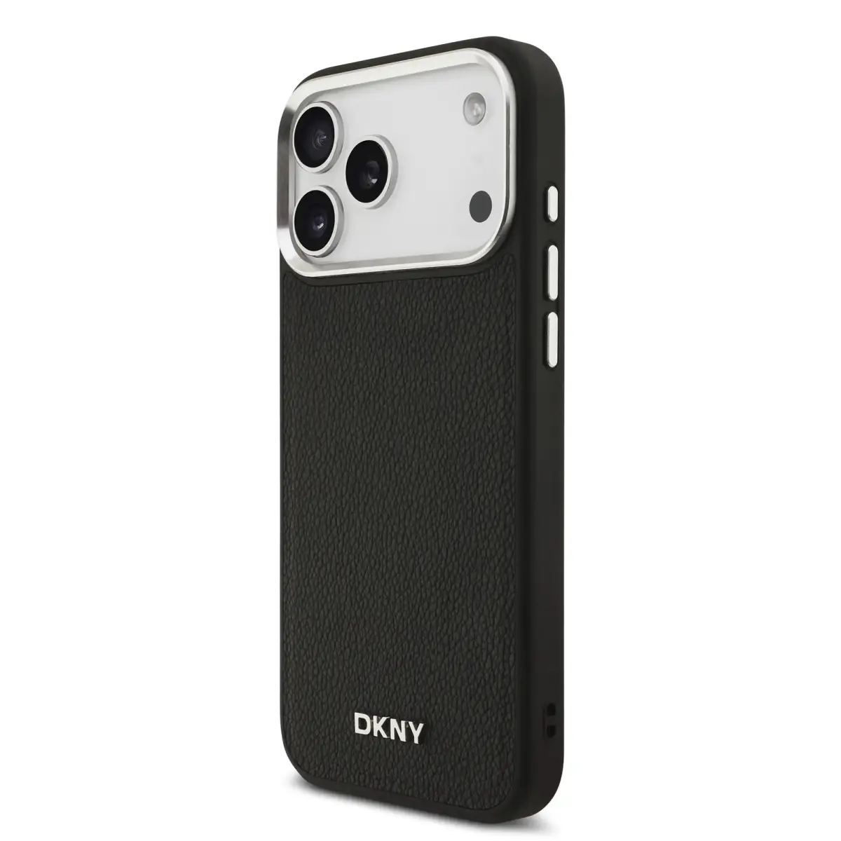 DKNY PU Leather Metal Logo Wrist Chain MagSafe Case for iPhone 17 Pro Max Black