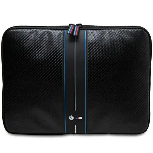 BMW Sleeve BMCS16COMSCAKL 16" czarny|black Carbon Blue Stripes