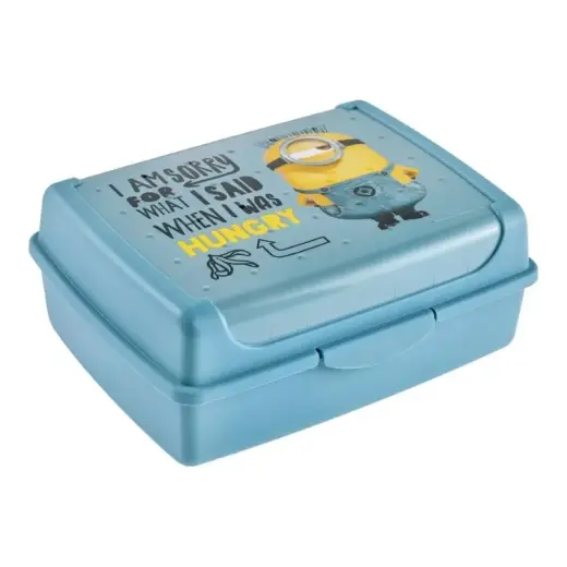 Pārtikas uzglabāšanas trauks deco-click-box midi 1L Carla "Minions Hungry" 17x13x7cm gaiši zils