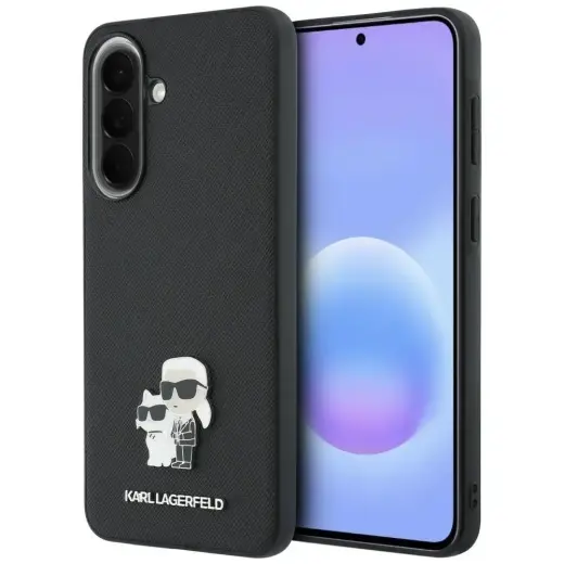Karl Lagerfeld Saffiano w/ Karl&Choupette Metal Logo чехол для телефона Samsung Galaxy A37 (A376) чёрный