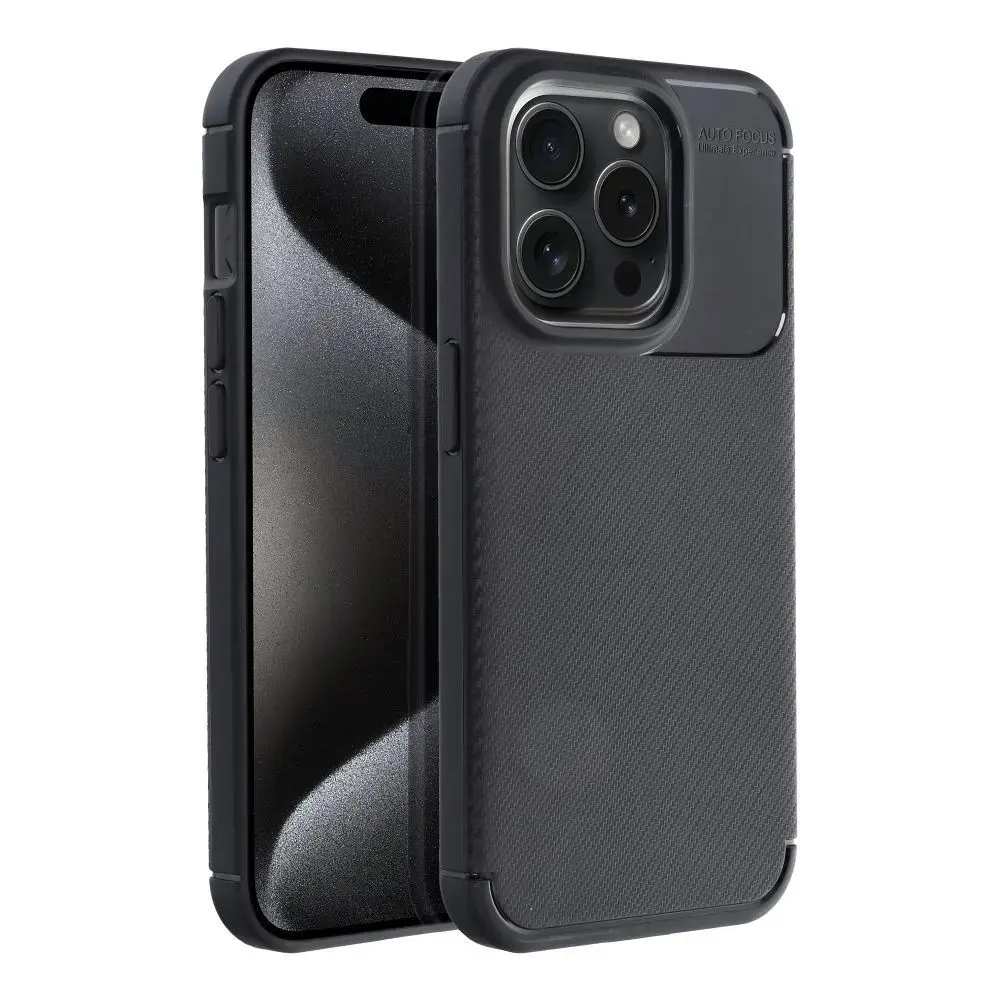 Carbon Premium maciņš telefonam iPhone 15 Pro melns