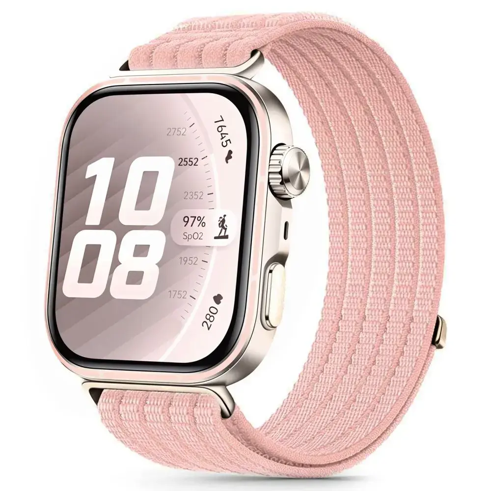 Tech-Protect Nylon išmaniojo laikrodžio dirželis Huawei Watch Fit 3/4/4 Pro/5/5 Pro | nailoninis | rožinis