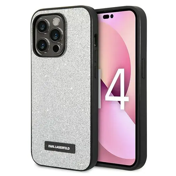 Karl Lagerfeld KLHCP14XG2ELS iPhone 14 Pro Max 6,7" hardcase srebrny|silver Glitter Plaque Logo