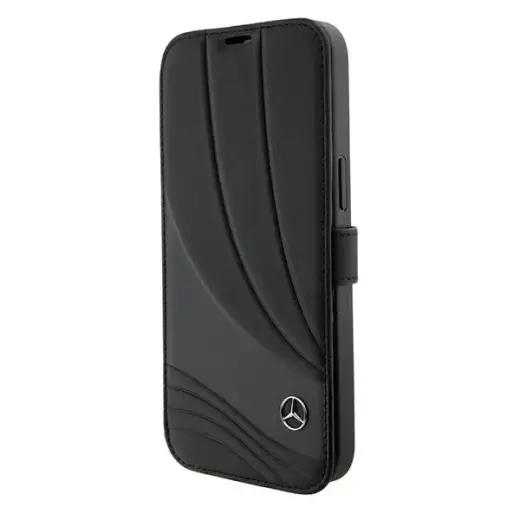 Mercedes MEBKP15S8ROLK iPhone 15 6.1" czarny|black bookcase Leather Wave Patern