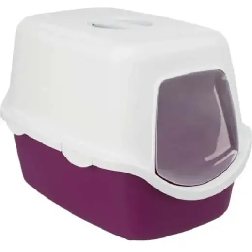 Slēgta kaķu tualete : Trixie Vico cat litter tray, with hood, 40 × 40 × 56 cm, berry|white