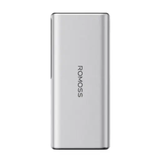 Romoss PPU20 ārējais akumulators (powerbank) | 20000 mAh | 130W | USB-C, USB-A | LED ekrāns | sudraba krāsā