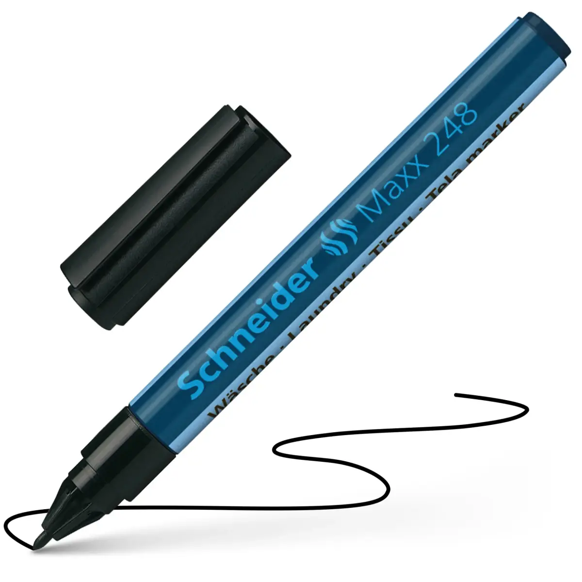 Noturīgais marķieris SCHNEIDER tekstilam Maxx 248, 1 mm,  melna tinte