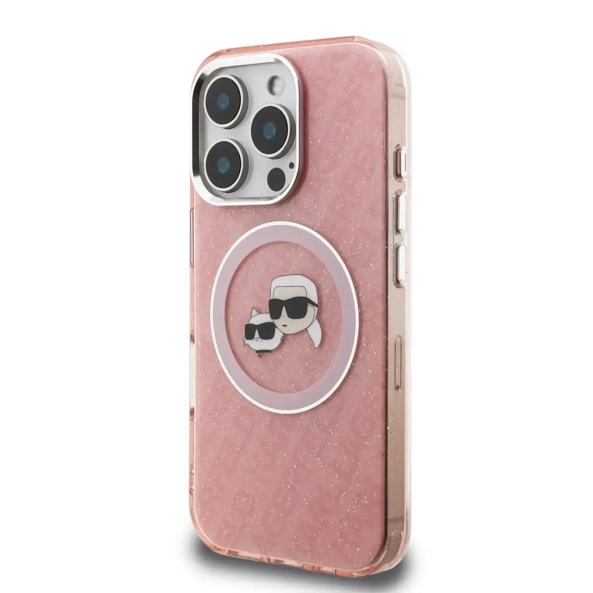Karl Lagerfeld IML K&CH Heads Repeated Logo MagSafe Case for iPhone 16 Pro Max Pink