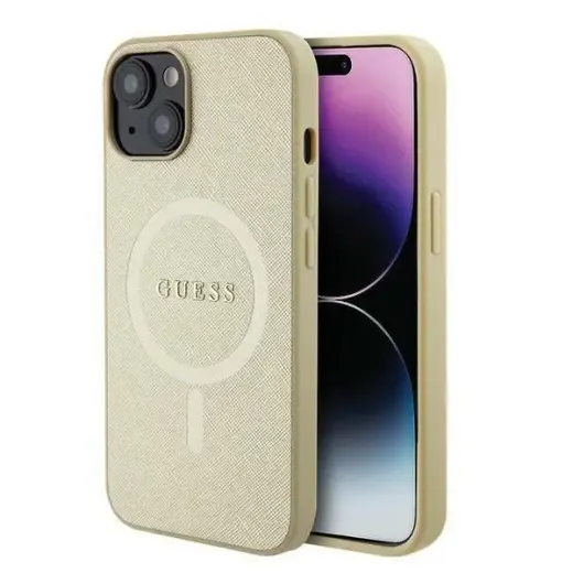 Guess GUHMP15MPSAHMCB iPhone 15 Plus 6.7" gold|gold hardcase Saffiano MagSafe