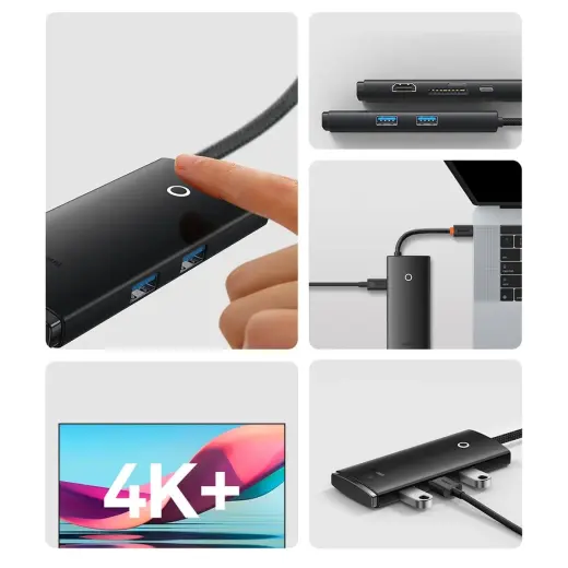 Baseus Lite Series Hub 6w1 USB-C to 2x USB 3.0 + USB-C PD + HDMI + SD|TF (white)