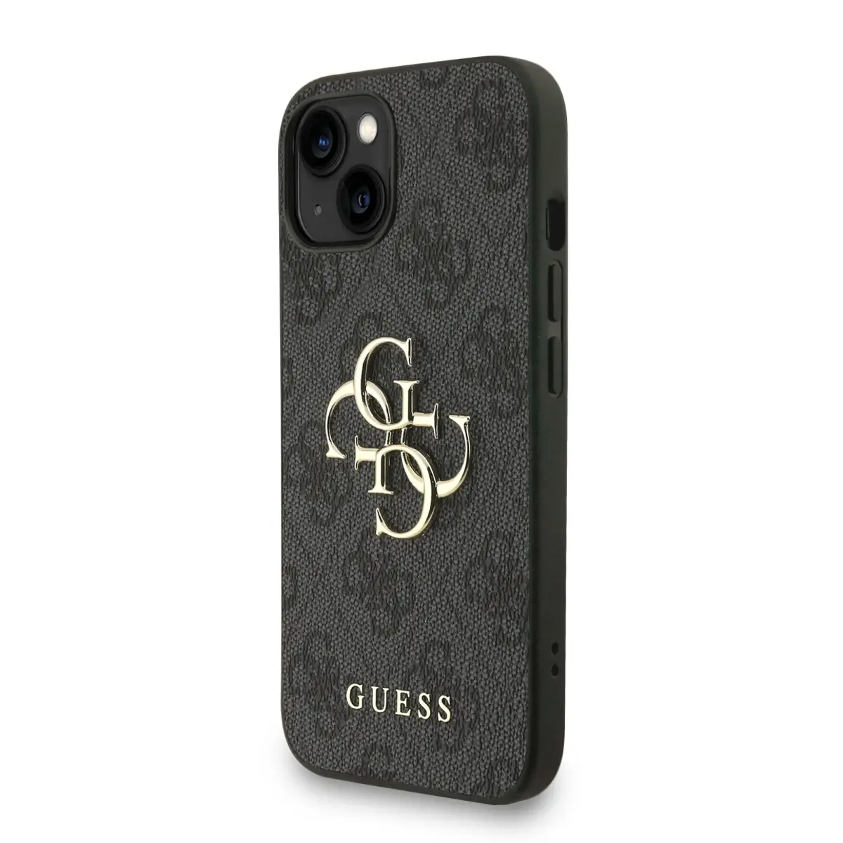 Guess PU 4G Metal Logo Strap Case for iPhone 15 Black