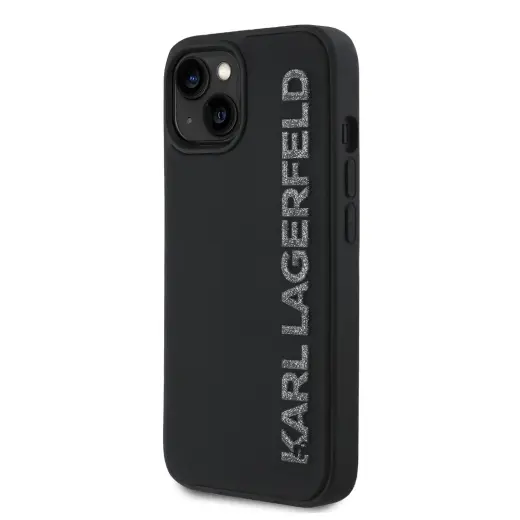 Karl Lagerfeld 3D Rubber Glitter Logo Case for iPhone 15 Black