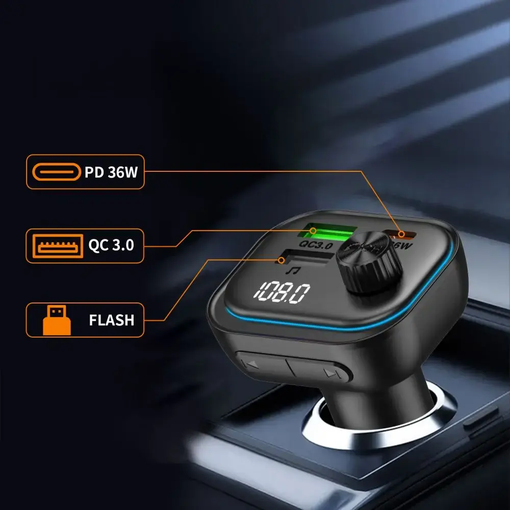 TECH-PROTECT CC07 3-PORT CAR CHARGER PD 54W + TRANSMITER FM BLUETOOTH BLACK