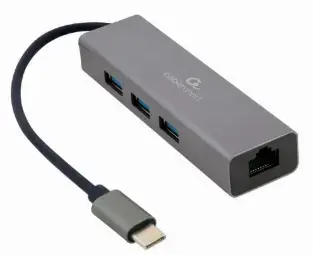 Gembird USB-C Gigabit network adapter with 3-port USB 3.1 hub