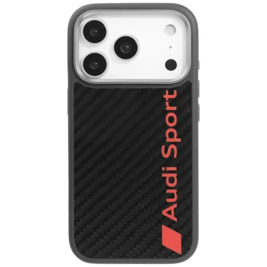 Audi R8 Carbon Fiber maciņš ar MagSafe atbalstu telefonam iPhone 17 Pro melns