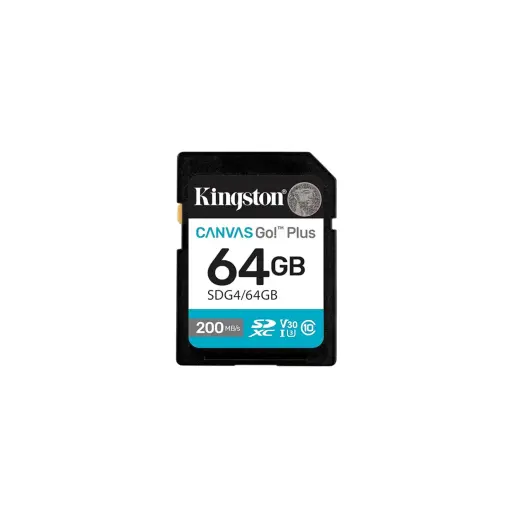 Kingston memory card 64GB SDXC Canvas Go Plus Gen4 200MB/s C10 UHS-I U3 V30