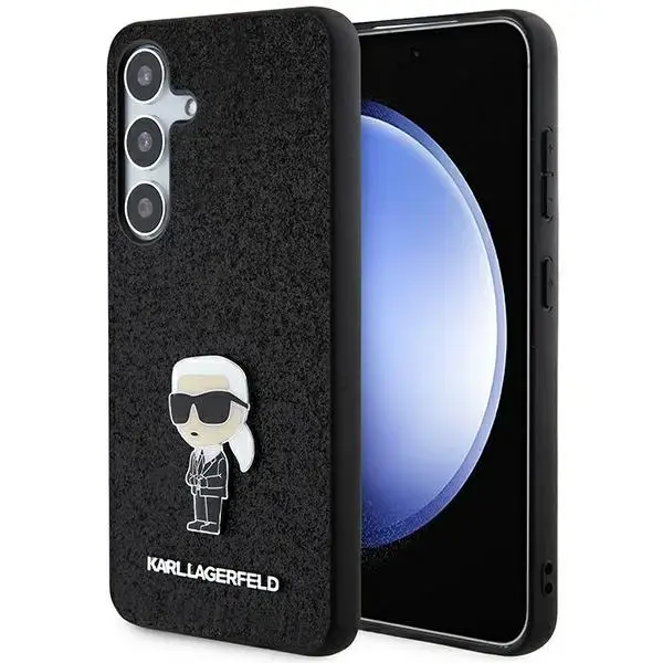 Karl Lagerfeld KLHCS24SGKNPSK S24 S921 czarny|black hardcase Fixed Glitter Ikonik Logo Metal Pin