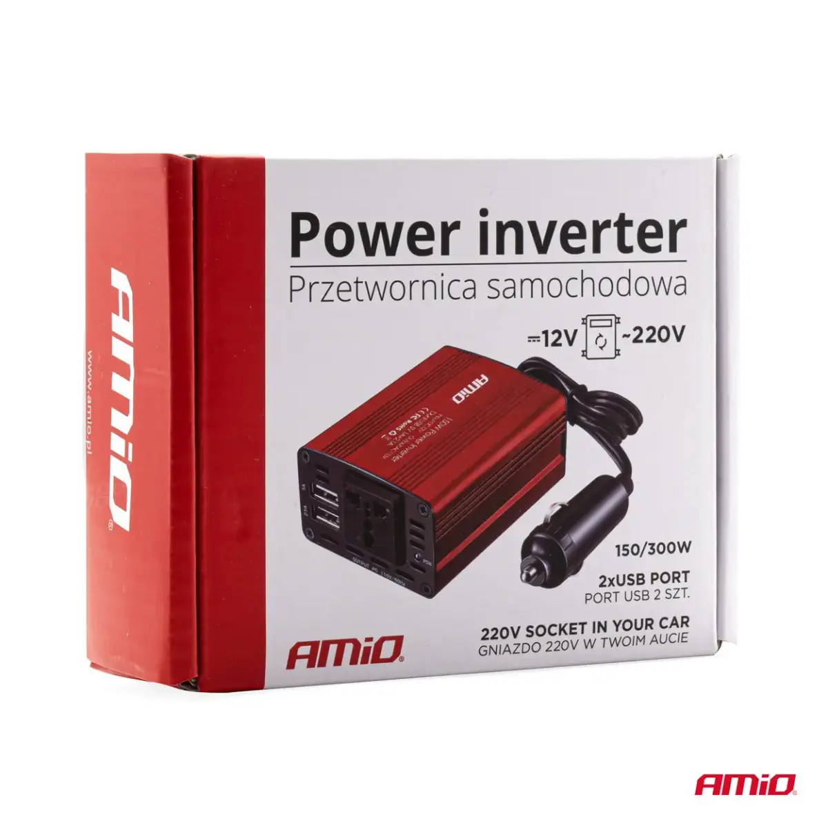 Power Inverter AMiO 12V/230V 150W/300W 2xUSB PI01