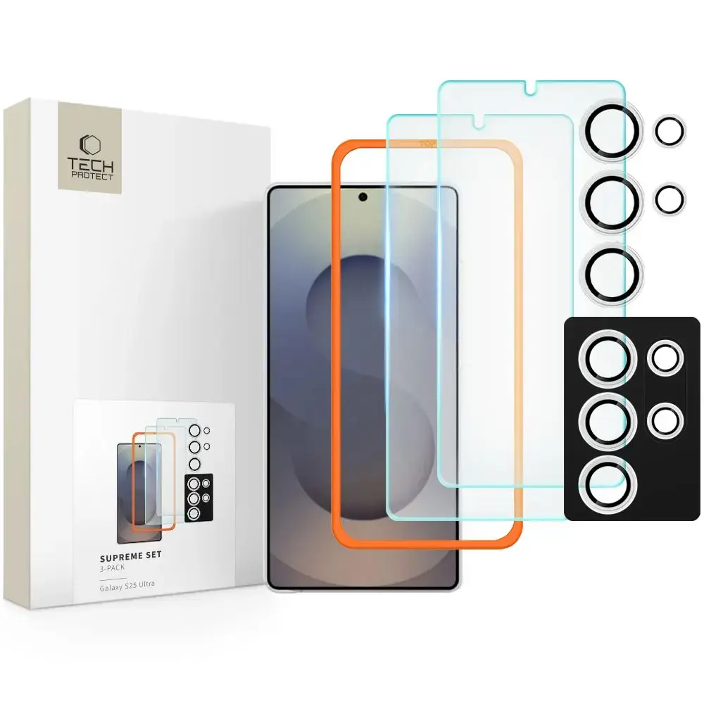 TECH-PROTECT SUPREME aizsargstikls telefonam Samsung Galaxy S25 Ultra caurspīdīgs 3 gab.