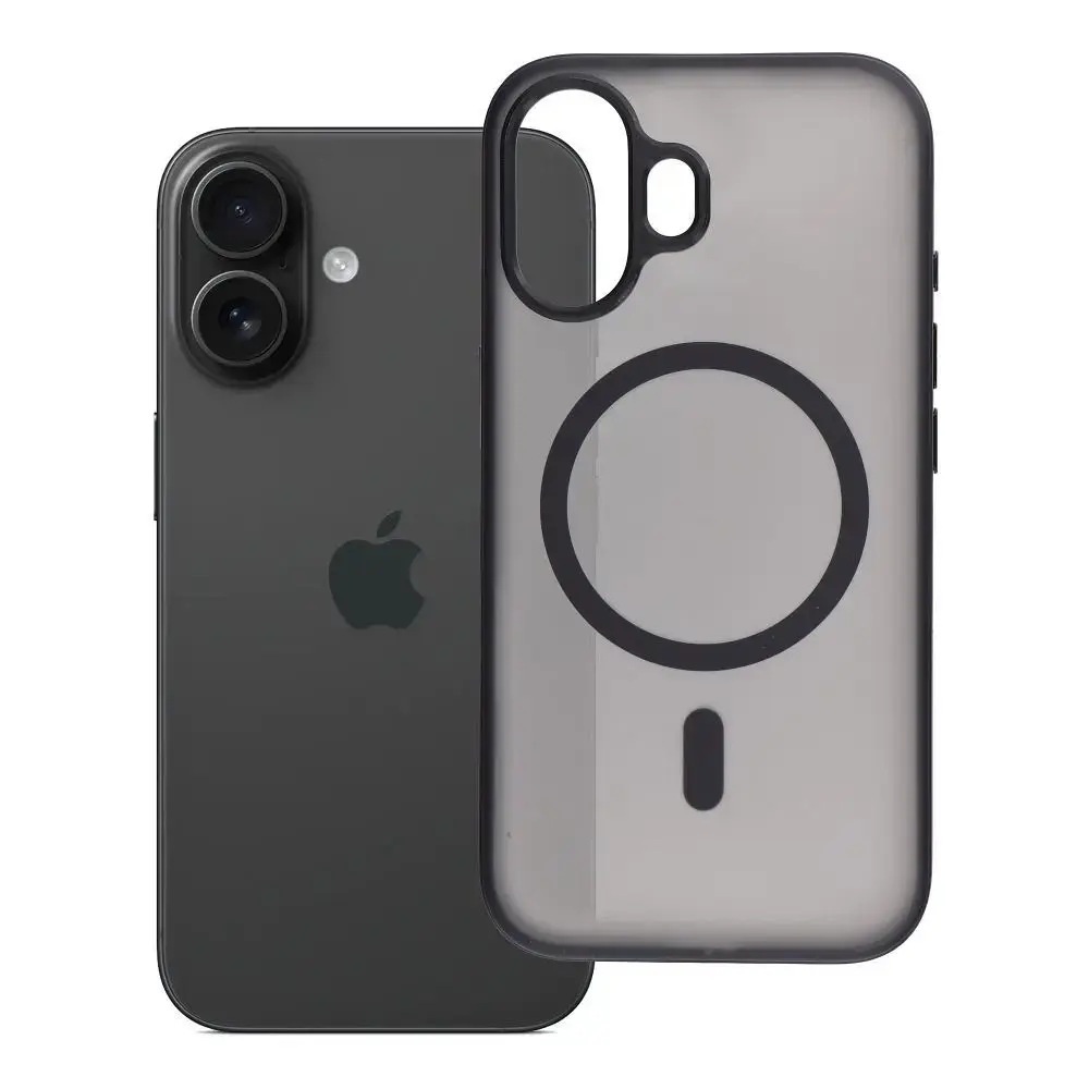 Flexline Mag maciņš ar MagSafe atbalstu telefonam iPhone 16 melns