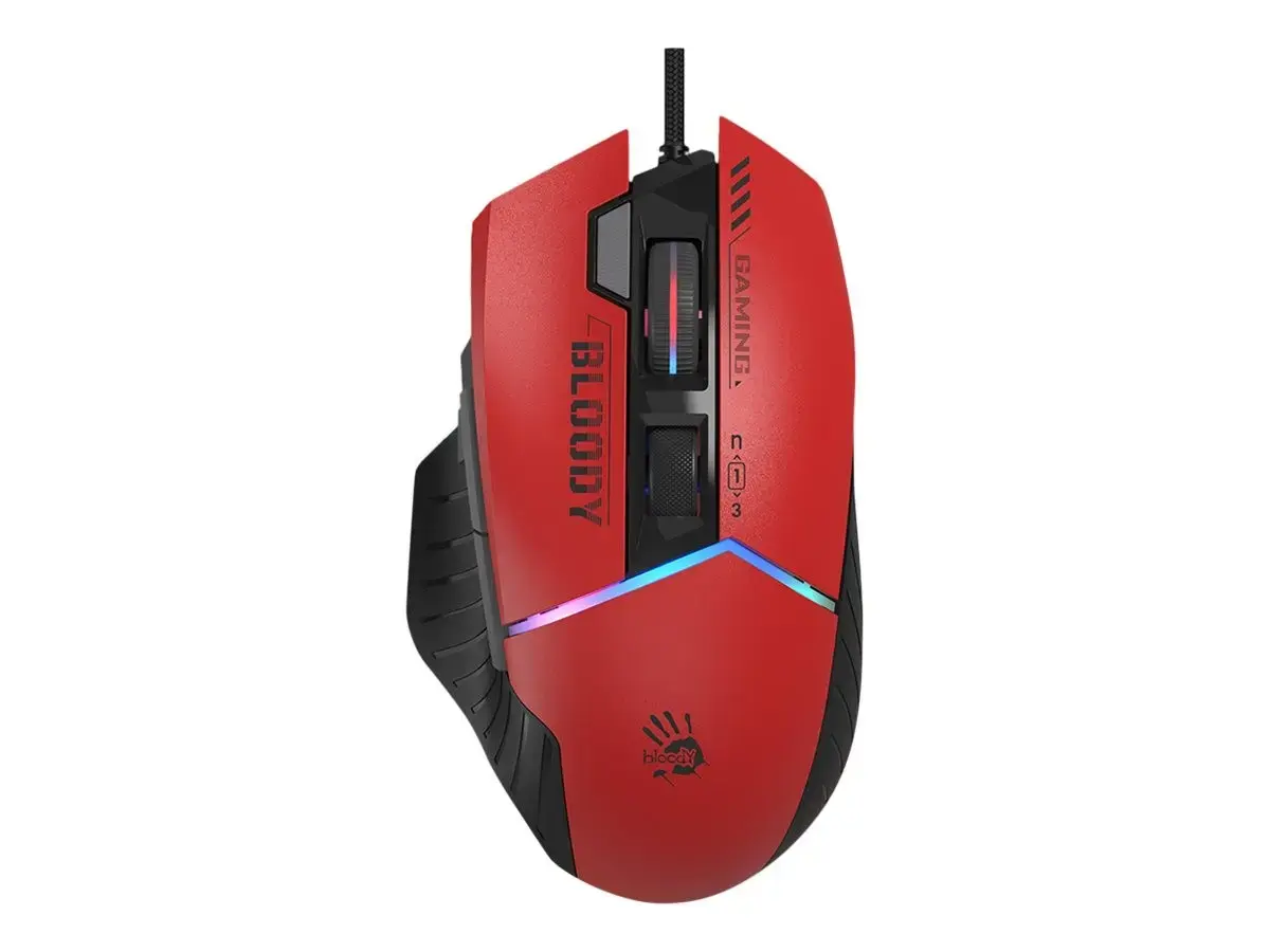 A4TECH Bloody W95 Max vadu spēļu pele | RGB | 8 pogas | 12000CPI | sarkana ar melnu