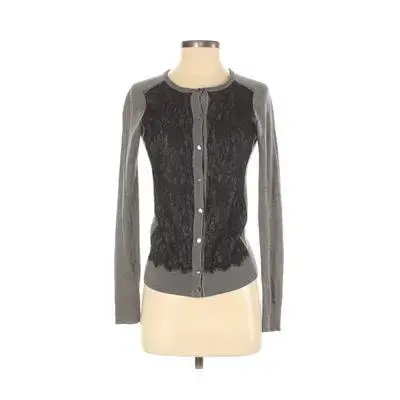 Ann Taylor Cardigan Sweater: Gray Solid Sweaters & Sweatshirts - Size X-Small