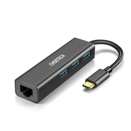 Choetech multifunctional HUB 4w1 USB Type C 3x USB 3.0 | Ethernet RJ-45 gray (HUB-U02BK)