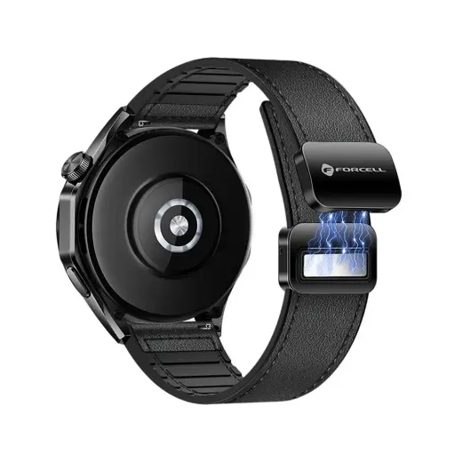 Forcell F-Design FS20 nutikella rihm Samsung Galaxy Watch (22 mm) jaoks | tehisnahk | must