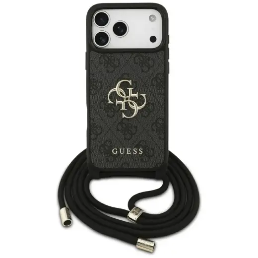 Guess 4G Big Logo Cord Stap Crossbody чехол для телефона iPhone 17 Pro Max черный
