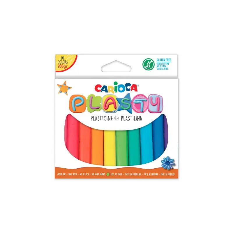 Plastilīns CARIOCA, 10 dažādas krāsas, 200 g